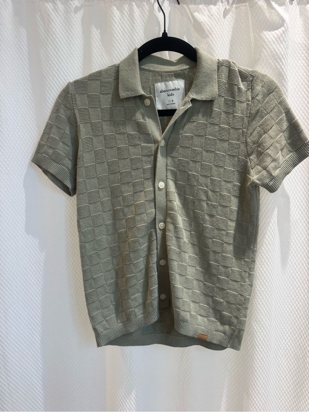 abercrombie kids sage green textured knit polo